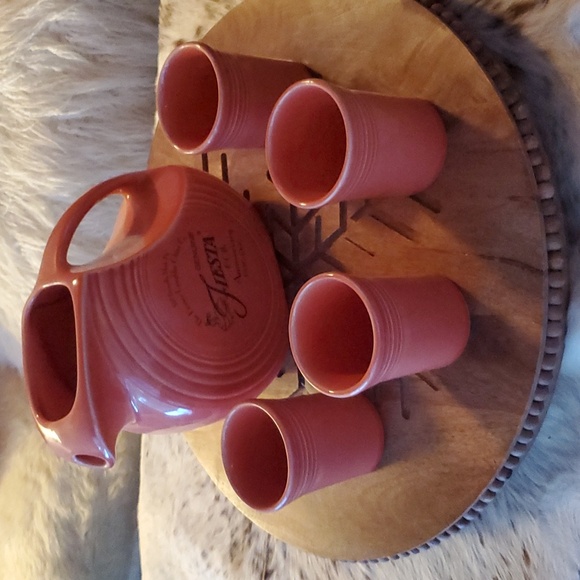 Fiestaware Persimmon Permotional Set "1996"Water Pitcher and Tumblers - Picture 5 of 10